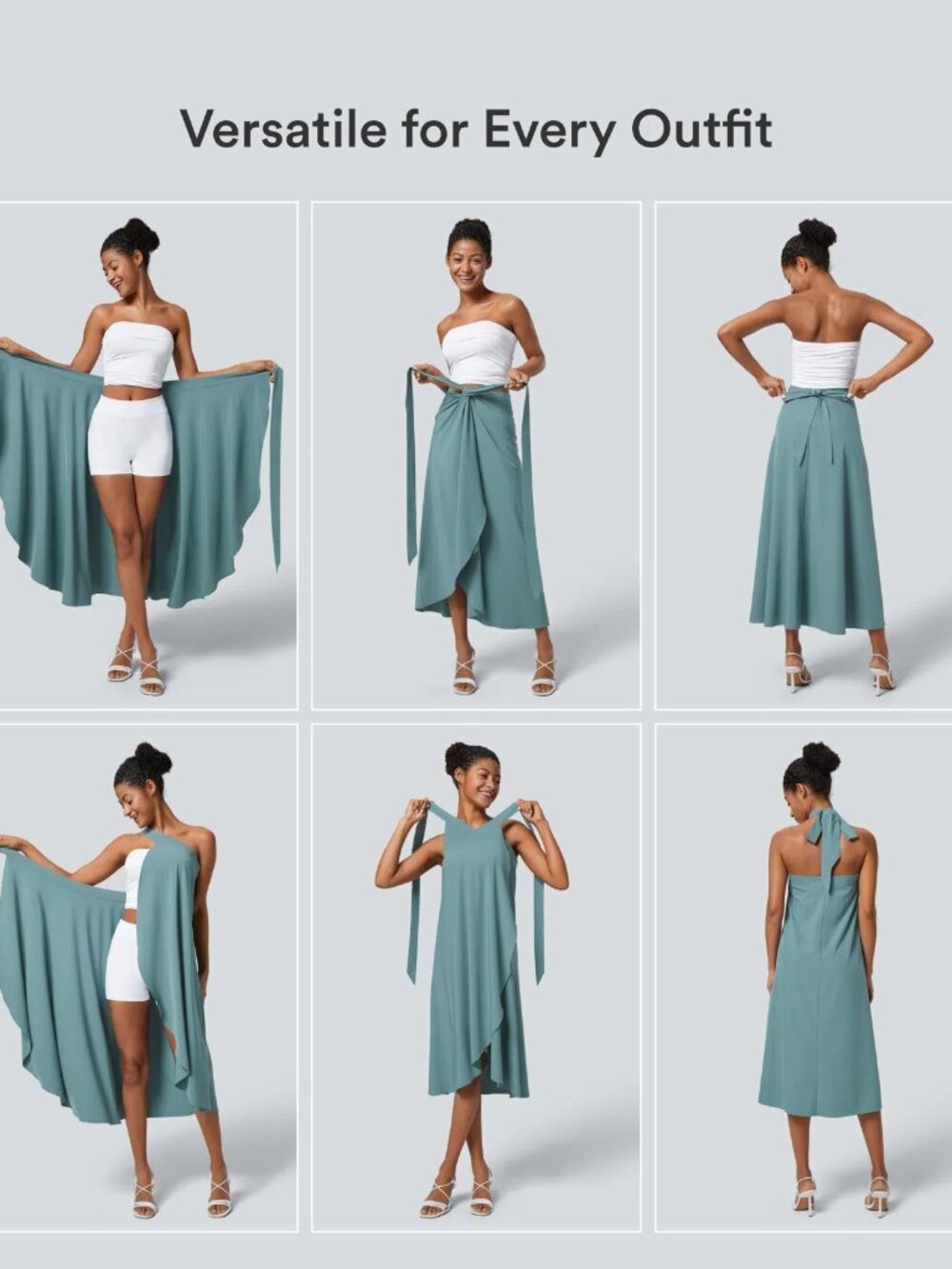 Halara Medium Stone Blue Breezeful High Waisted Wrapped Tie Back Quick Dry Skirt